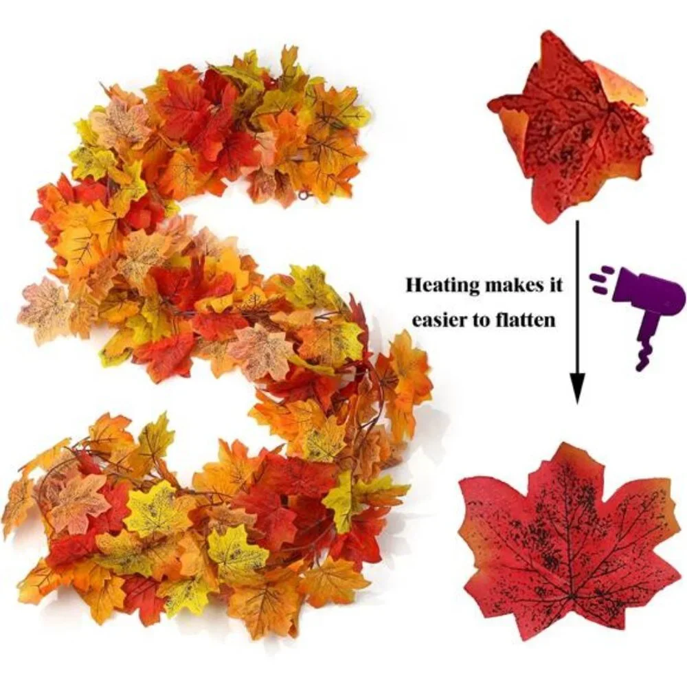 13FT Fall Leaf Garlands 2 PCS Fall Garland for Mantle Thanksgiving Fall